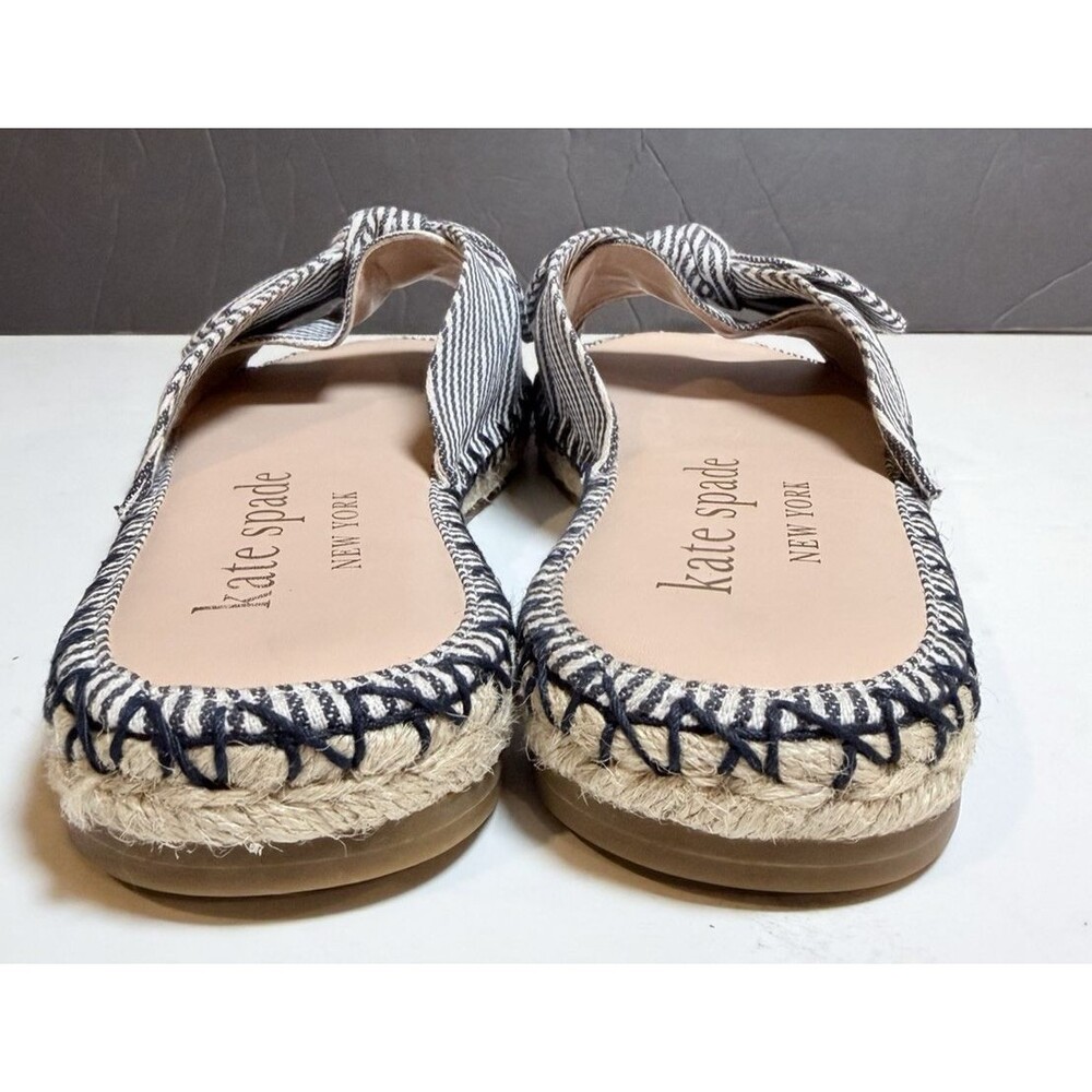 Kate Spade Saltie Shore Espadrille Slide Sandals Women 9B Striped Bow Flats - Picture 7 of 12